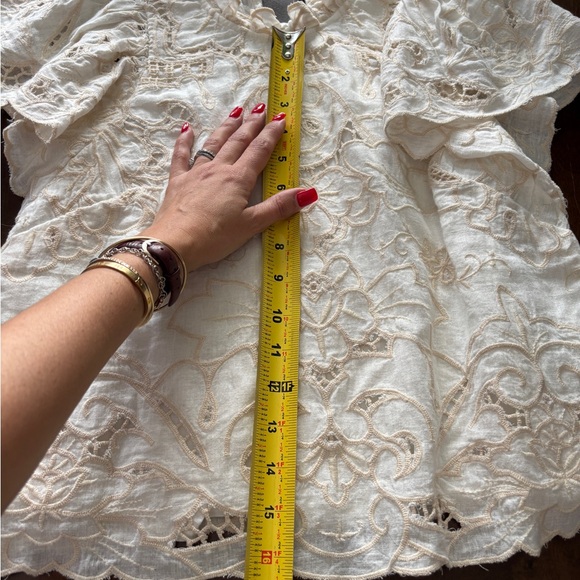 Anthropologie 2024 Laine High Neck Lace Blouse XXS White Boho Cottagecore - Picture 5 of 10